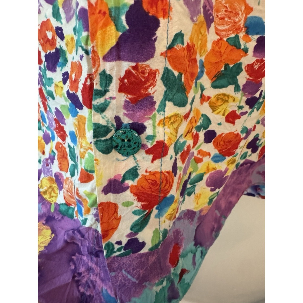 Vintage 80s Jams World Abstract Floral Shirt Mens XL Watercolor Hawaiian Rayon - Picture 6 of 11